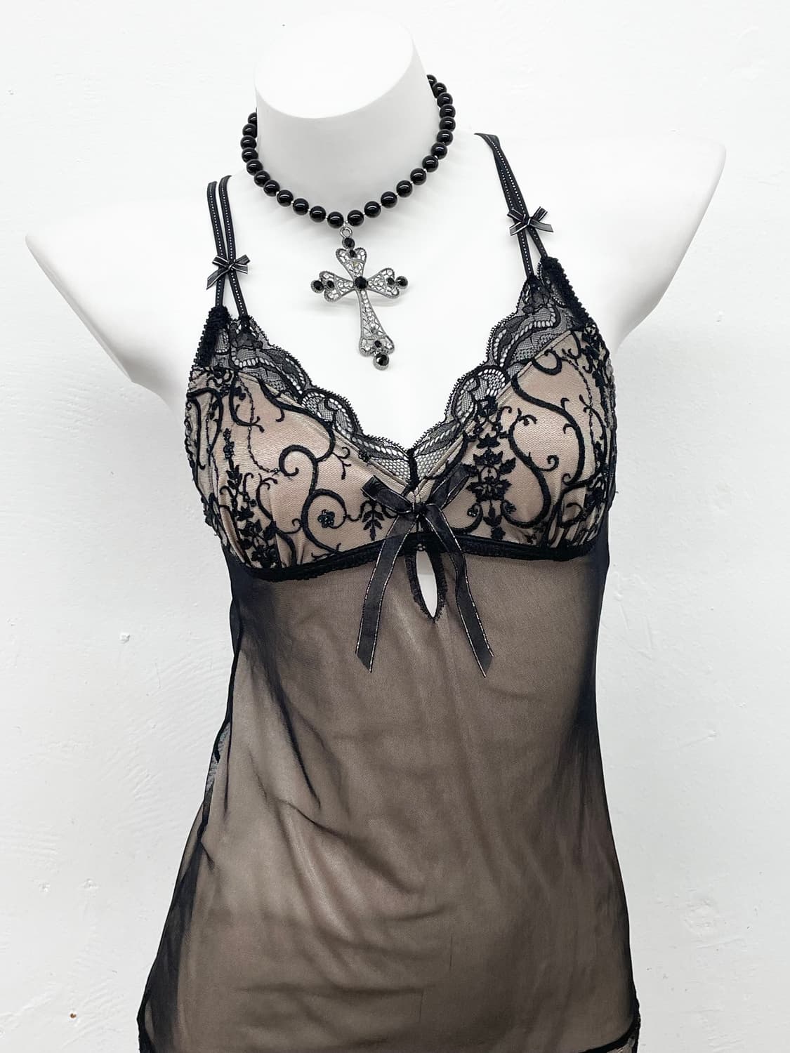 에블린 블랙 엔틱 레이스 슬립 상품이미지2