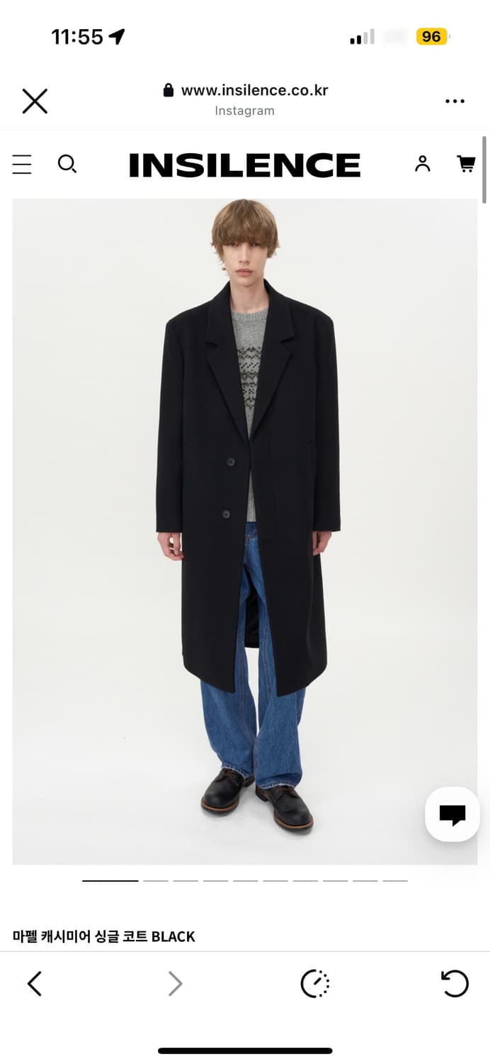 (구매)인사일런스 마펠 캐시미어 싱글 코트 블랙 구매합니다 상품이미지1