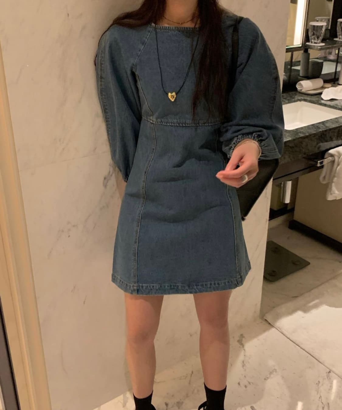 Poster 포스터 스탁 데님 원피흐 상품이미지1