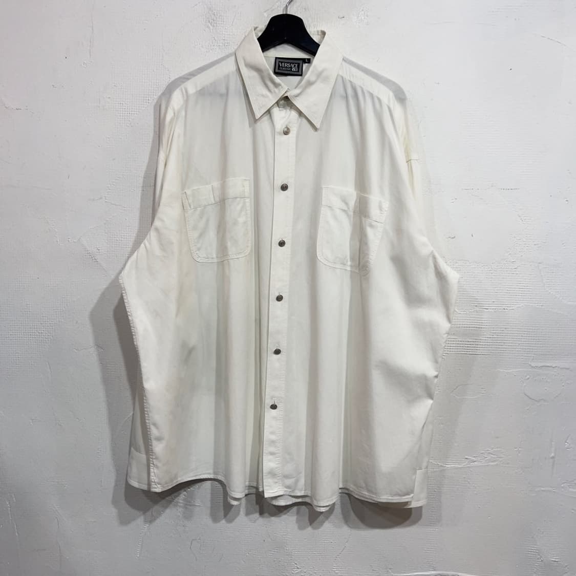 베르사체 아카이브 화이트 솔리드 셔츠 상품이미지2