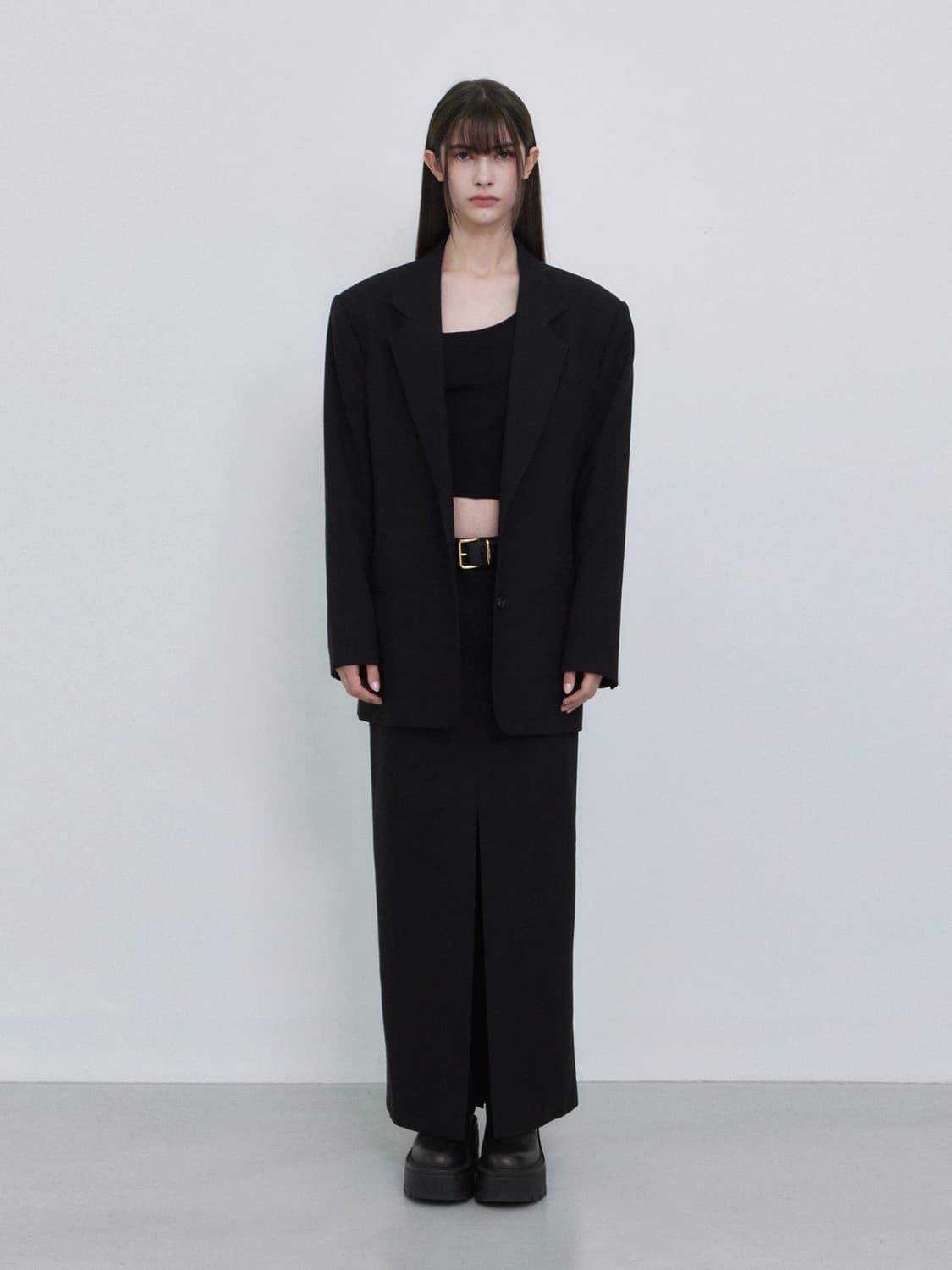 노머 normor 투버튼 자켓 블레이저 하프 코트 정장 수트 블랙 검정 상품이미지1