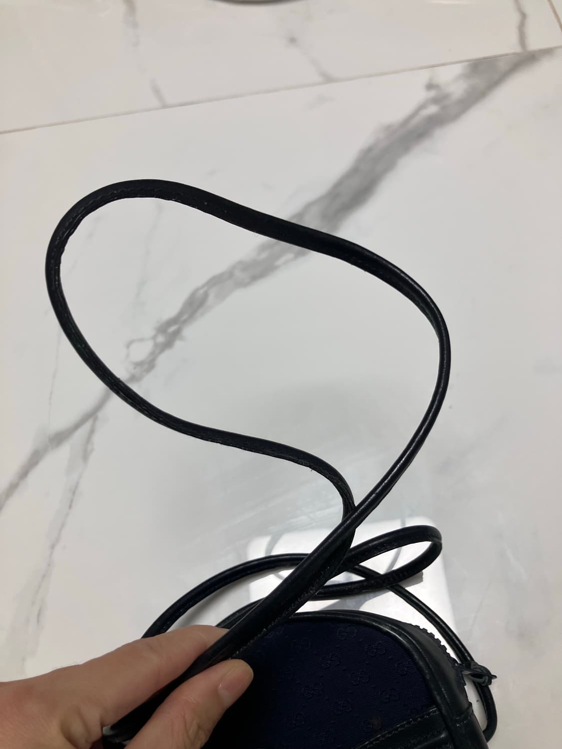 올드 구찌 빈티지 미니 탬버린백 네이비 크로스백 상품이미지5