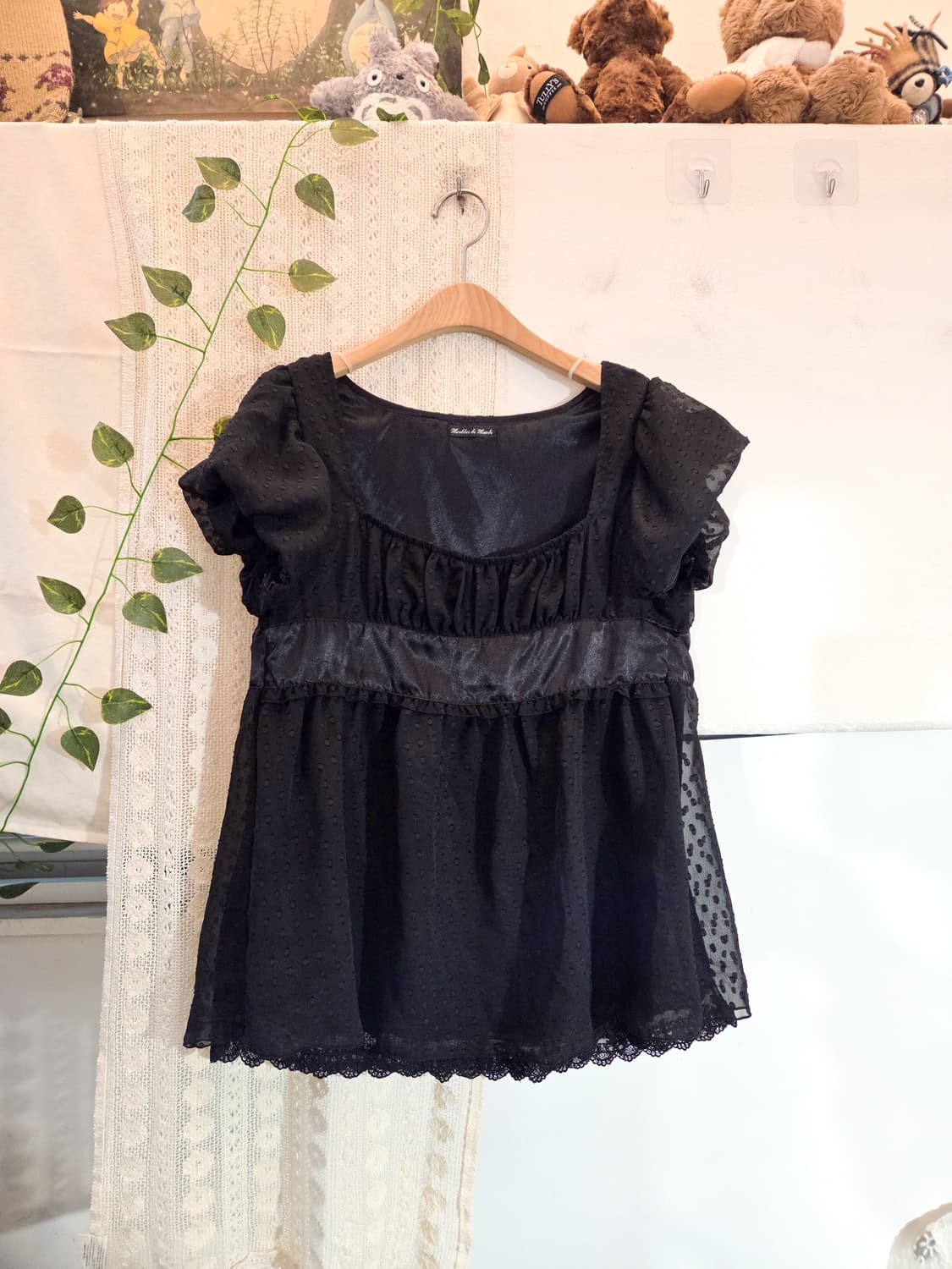 블랙 도트 쉬폰 블라우스 상품이미지1