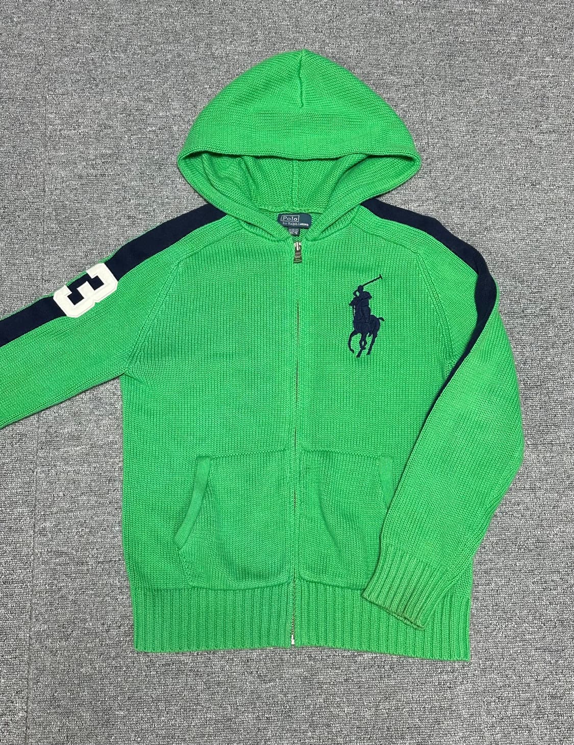 폴로 빅포니 니트 후드집업 그린 상품이미지1