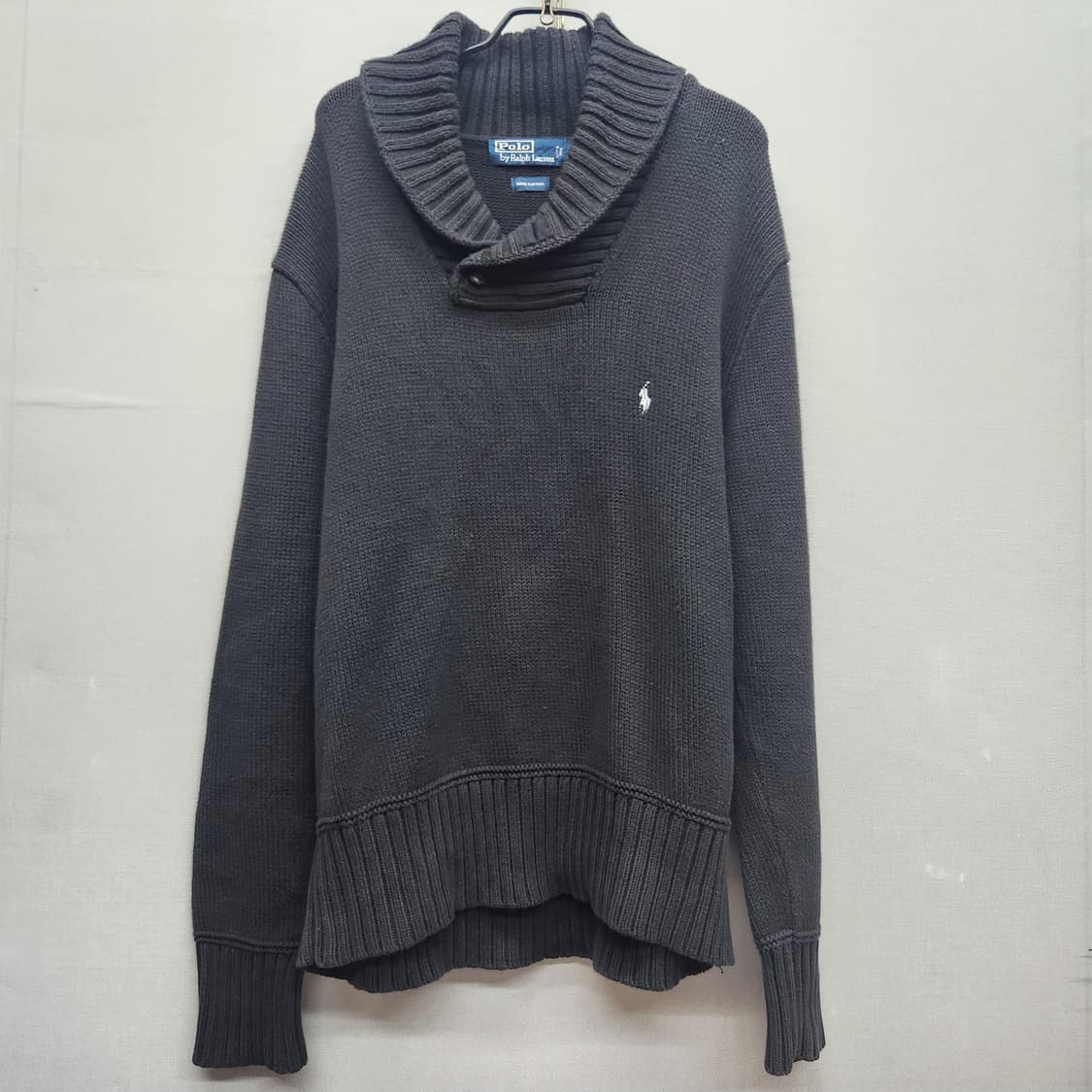 폴로랄프로렌 화이트포니 코튼 숄카라 니트M(L) 상품이미지1