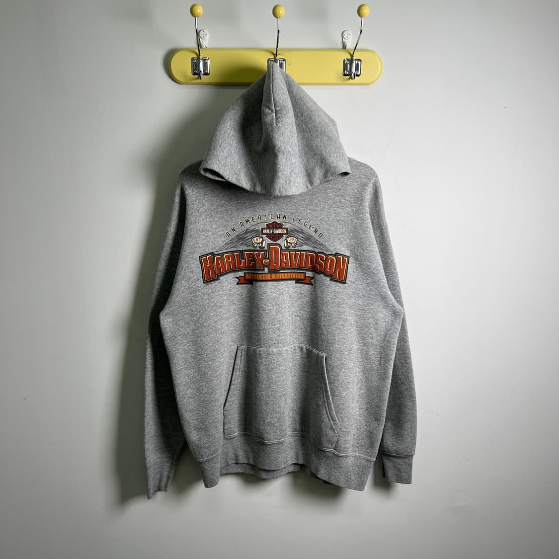 할리데이비슨 로고 프린팅 그레이 후드티 상품이미지1