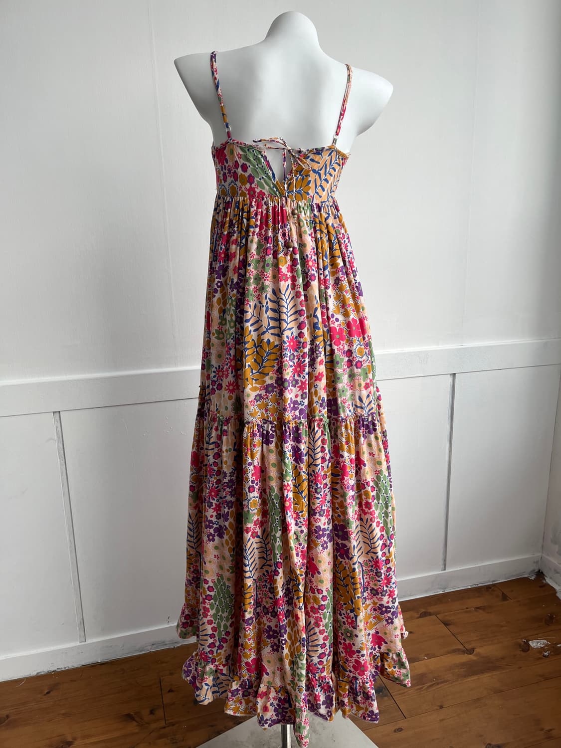 플라워 패턴 끈 나시 롱 원피스 상품이미지4