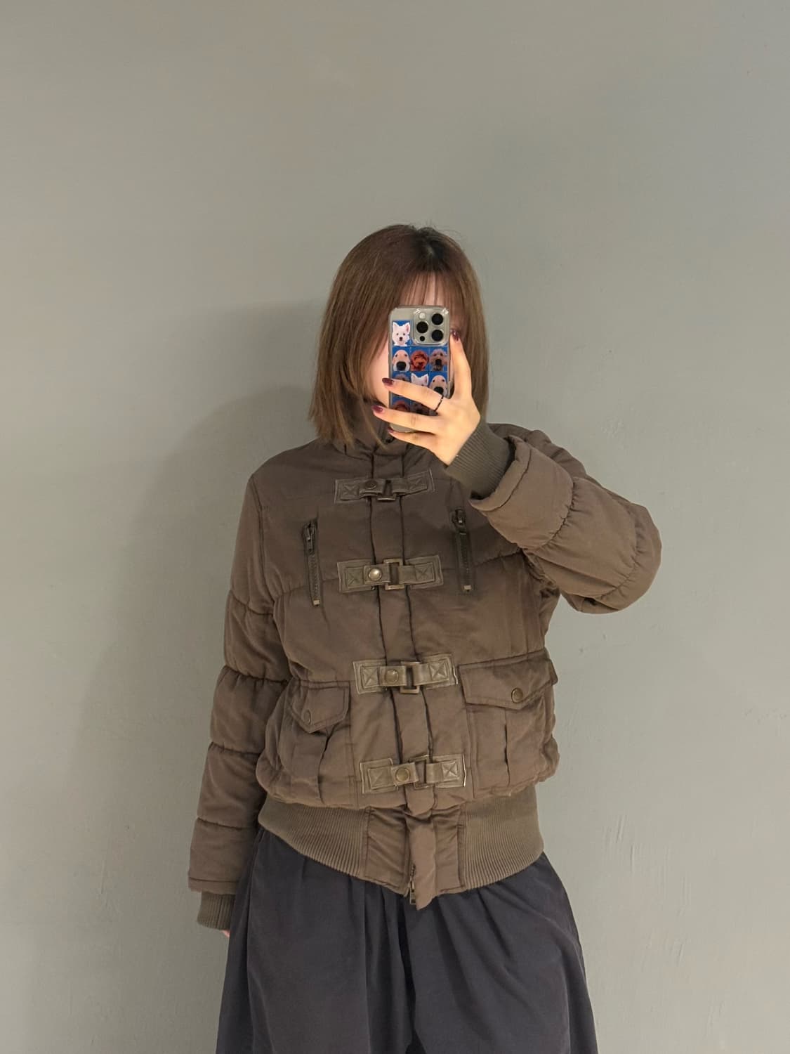 snap button detail high-neck padding 상품이미지2