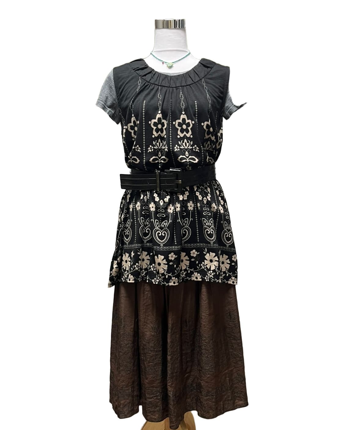 Flower pattern black top 상품이미지7