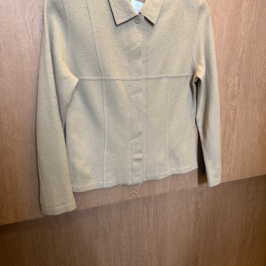 빈티지 울 카라 자켓 히든 버튼업 디테일 레귤러핏 베이지 상품이미지4