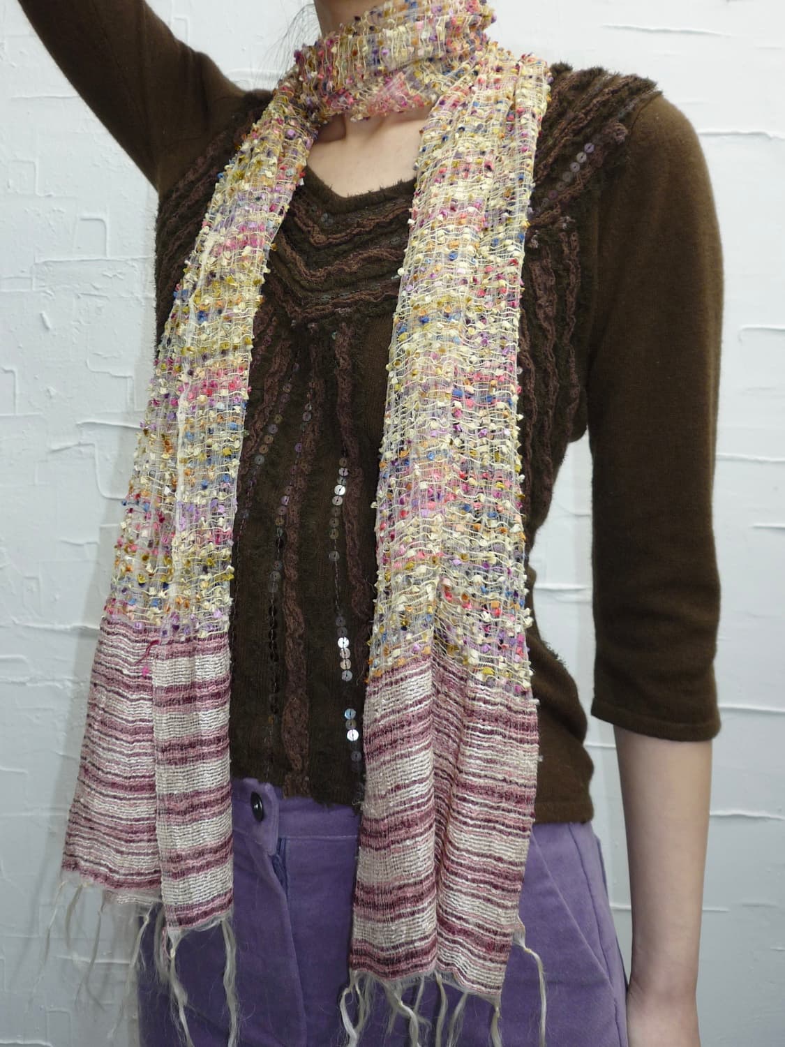 Pink striped muffler 상품이미지2