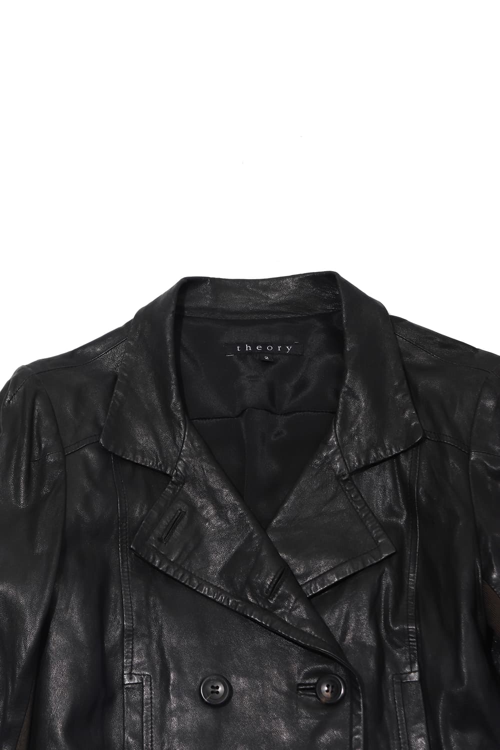 THEORY 더블 버튼 램스킨 크롭 재킷 women 2 상품이미지4
