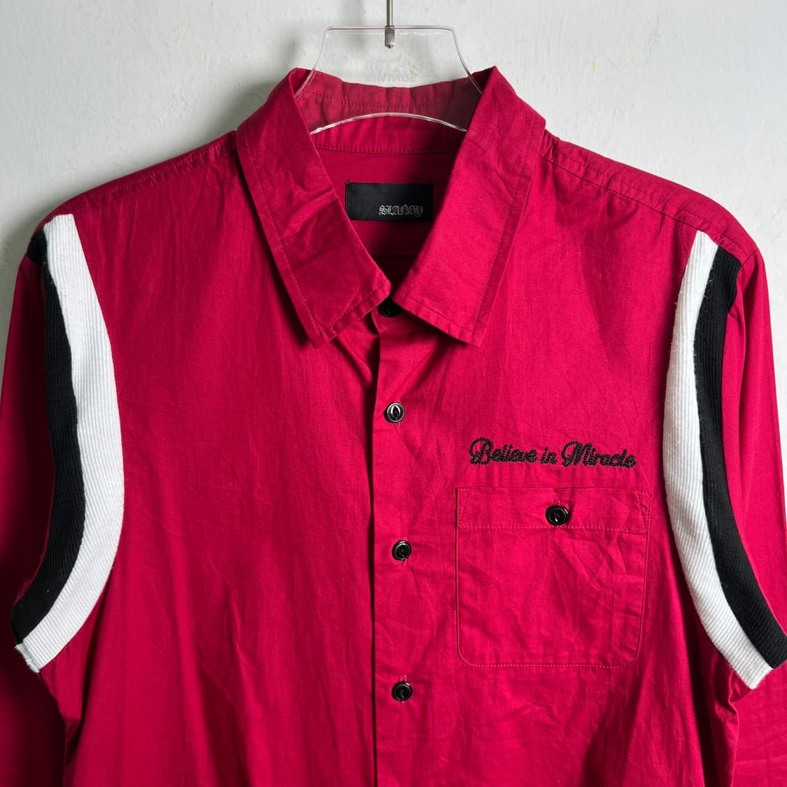 jpn vtg 빈티지 레드 스컬 자수 워크 셔츠 L 상품이미지5