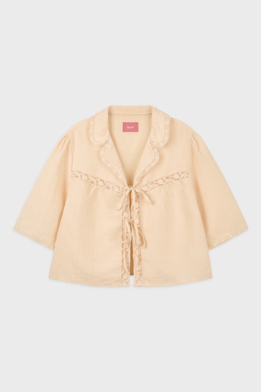 Lace Ribbon Blouse (Apricot) 상품이미지1