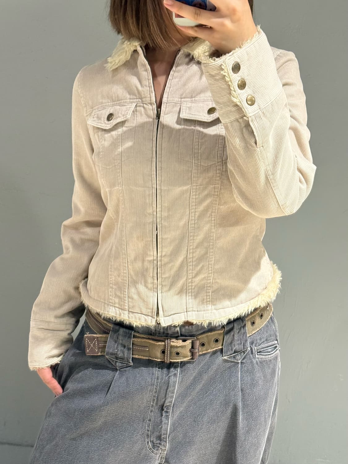 2-pocket fur trimming jacket 상품이미지3