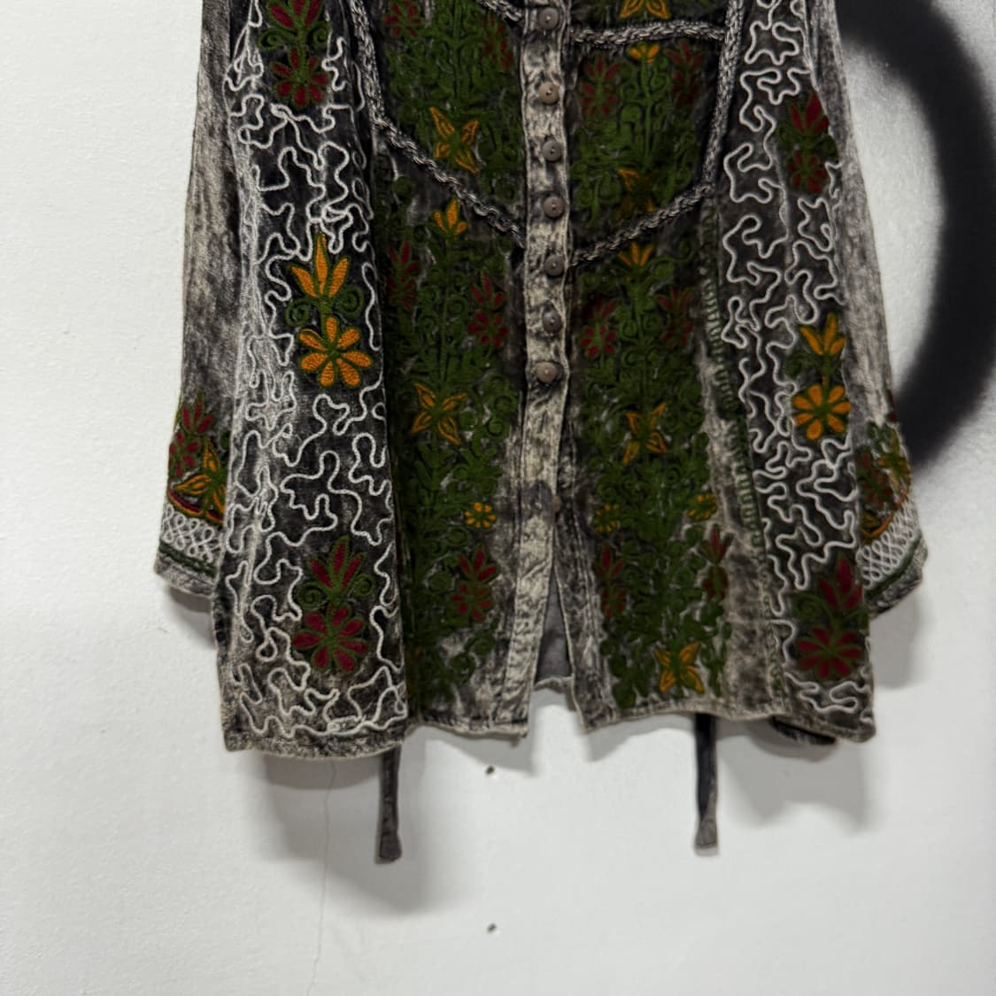 VTG 빈티지 그런지 벨벳 자수 블라우스 상품이미지4