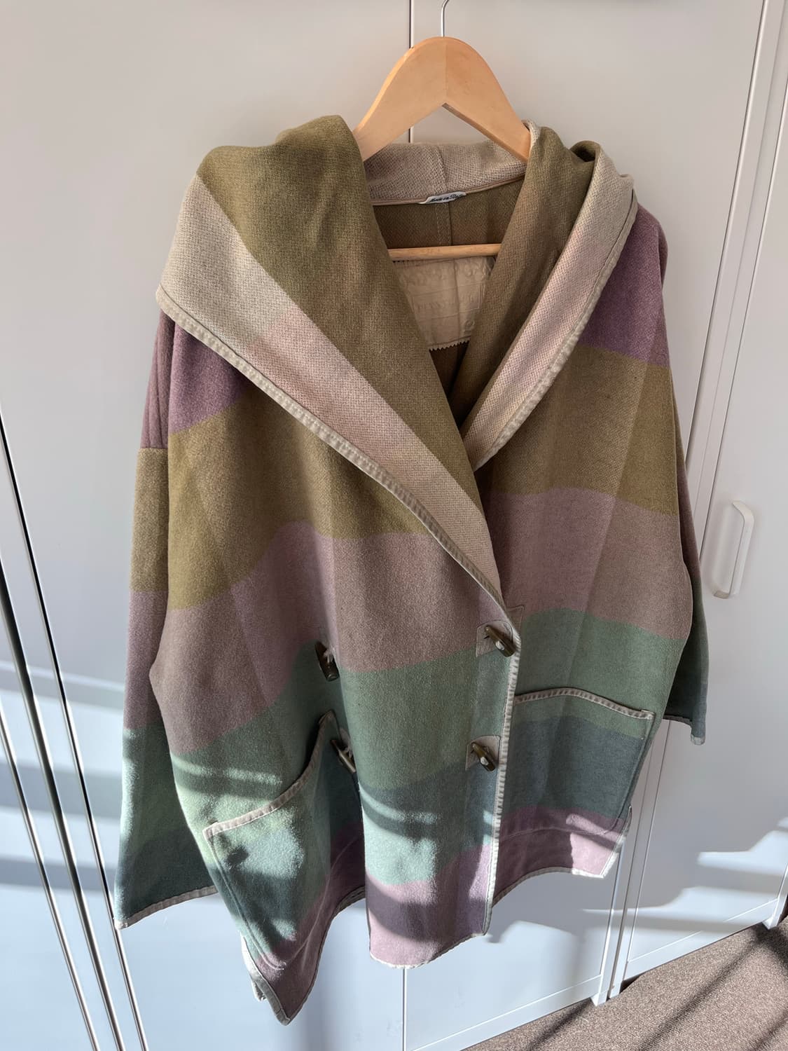 Vintage  후드 케이프형 투버튼 더플 코트 상품이미지2