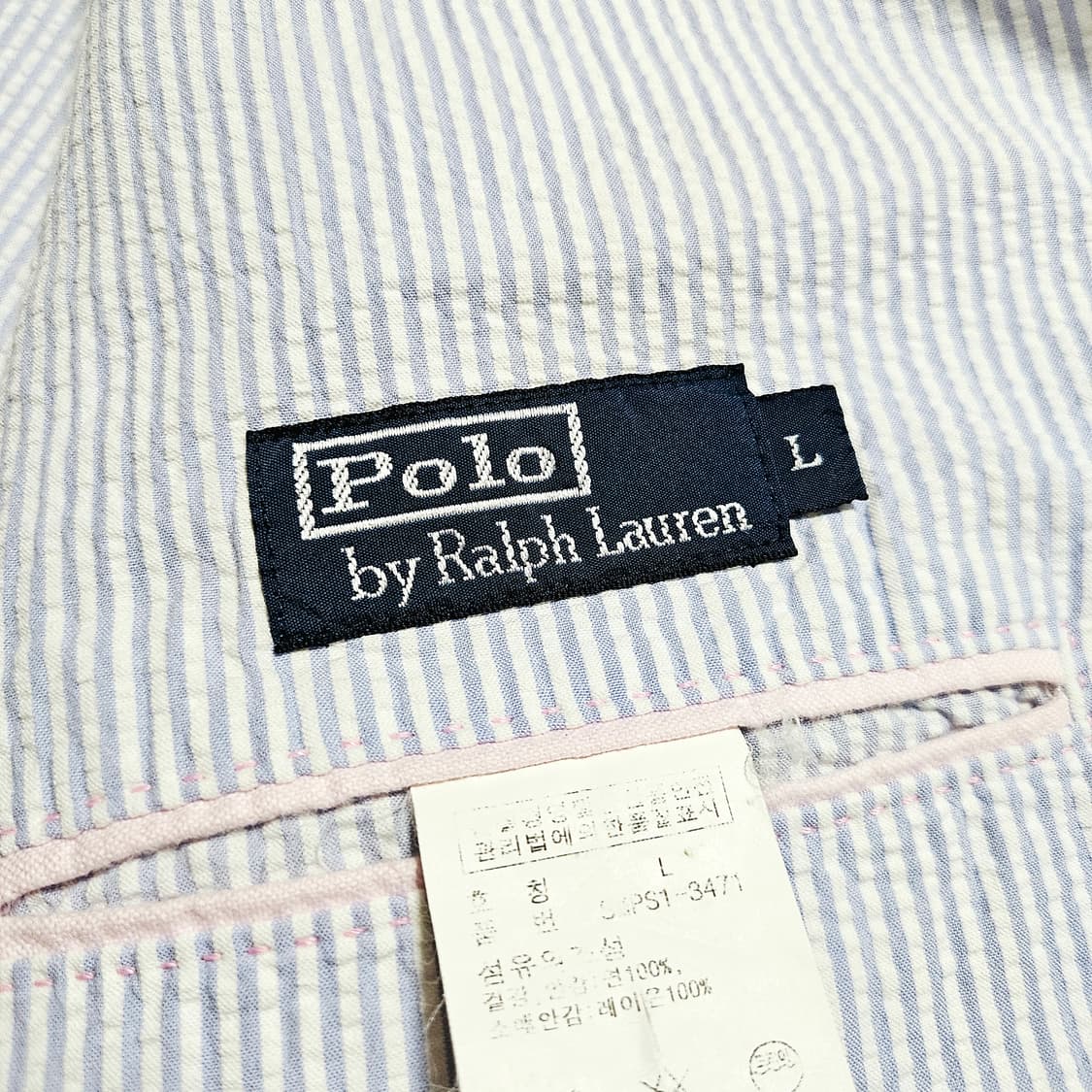 [L(105)][폴로 랄프로렌]00's시어서커 스트라이프 3버튼 블레이져 상품이미지8