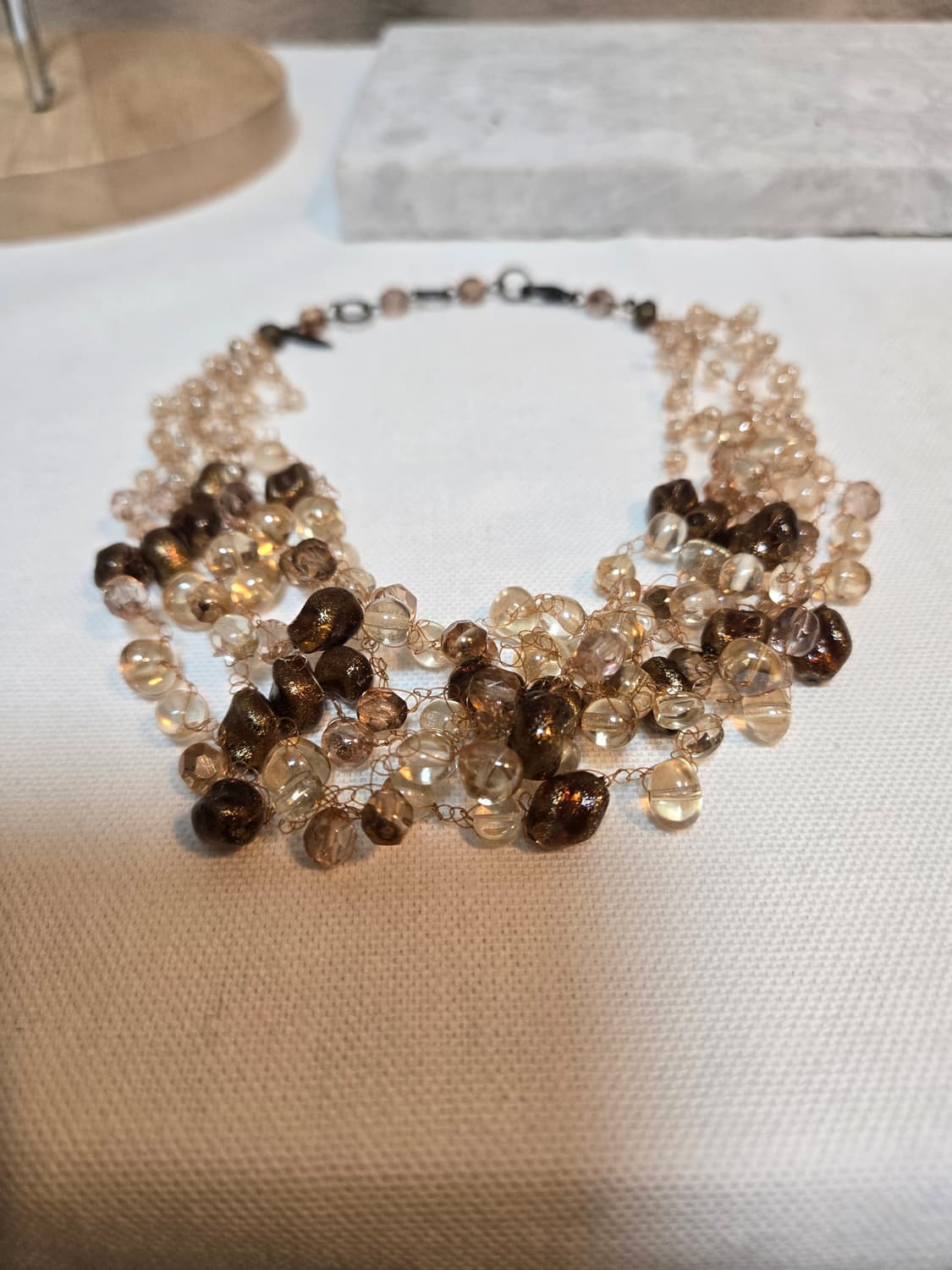 FURLA 이탈리아 멀티 글라스 비즈 볼드 넥클리스 / 앰버 브라운 믹스 상품이미지2