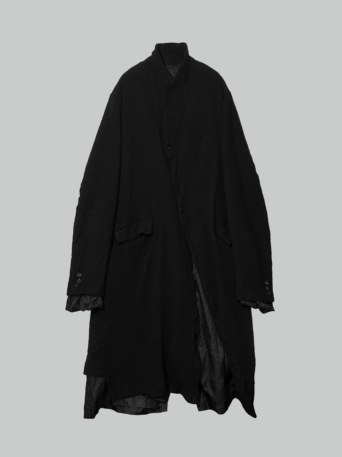 꼼데가르송 옴므 플러스 사선 축융 울 롱코트 상품이미지1