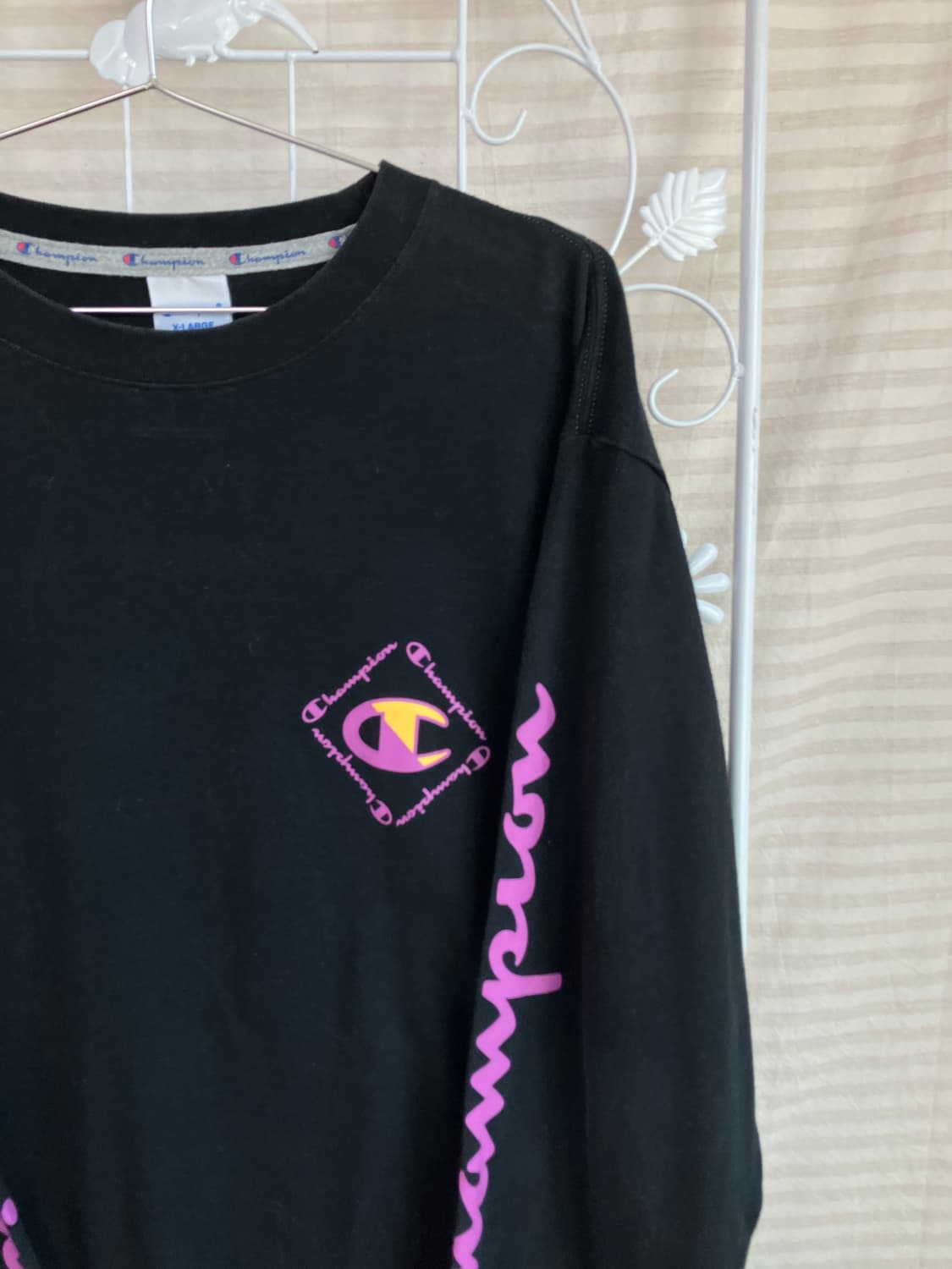 빈티지 챔피언 블랙 프린팅 긴팔 y2k 스트릿 갸루 펑키 일본빈티지547 상품이미지3