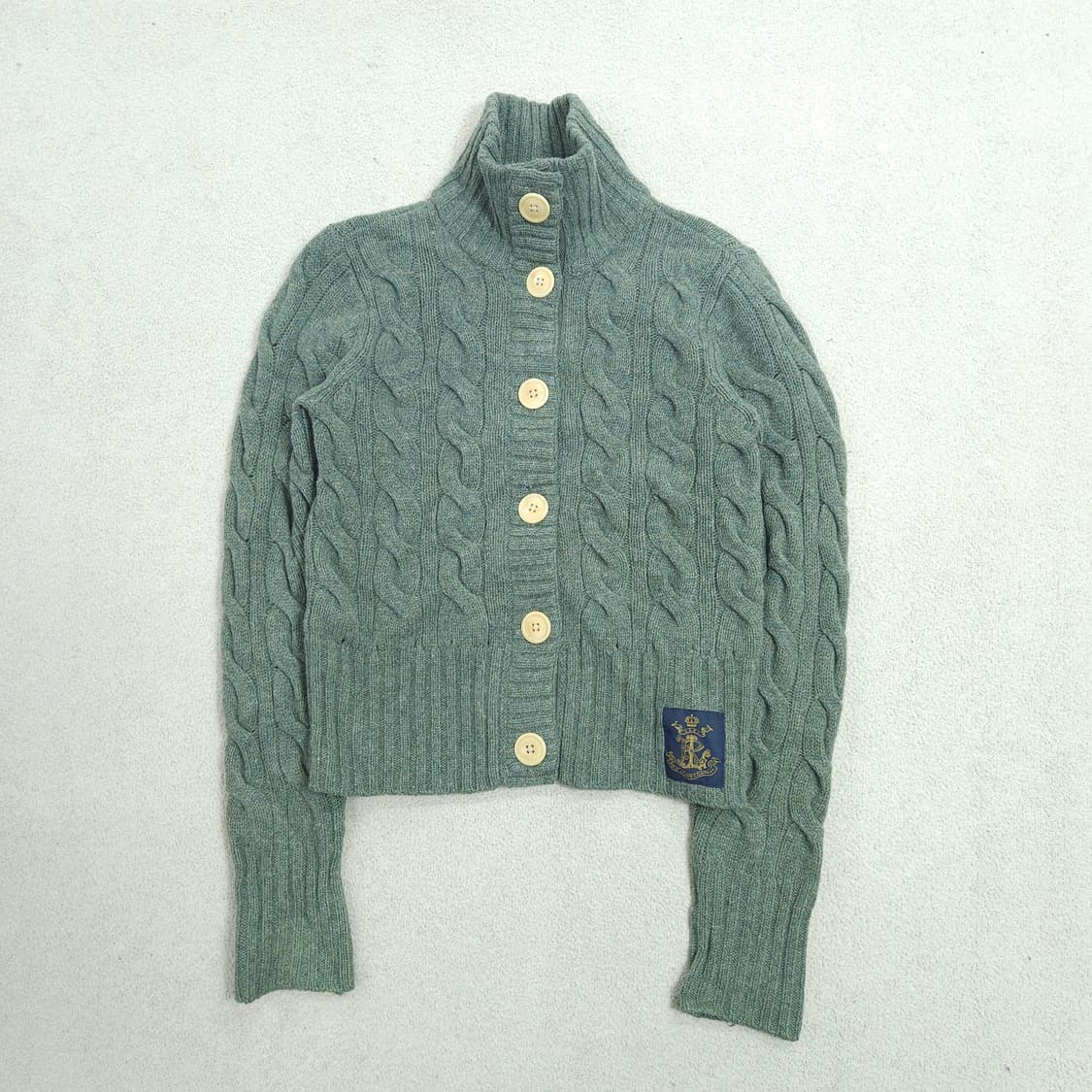 폴로진스 램스울 하이넥 케이블 가디건 XS 상품이미지1