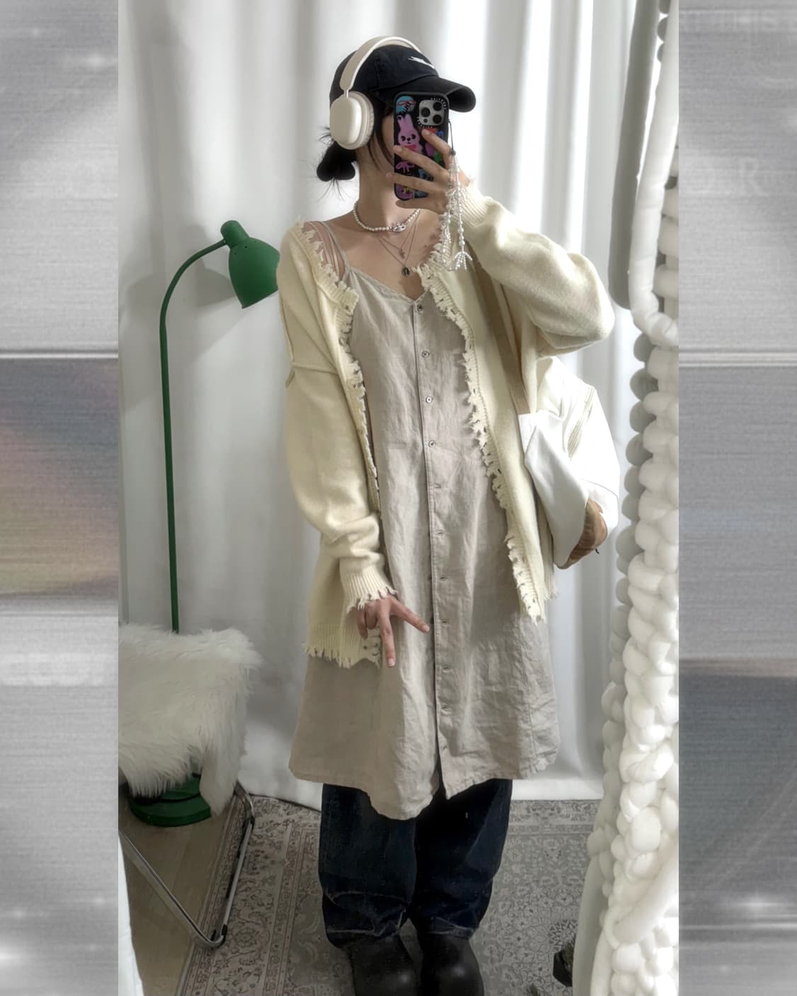 아이보리 데미지 오버핏 가디건 상품이미지8