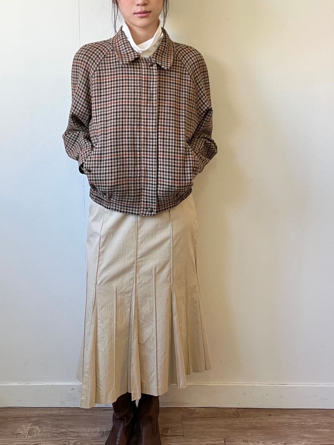 버버리 깅엄 체크 울 스윙탑 자켓 상품이미지5