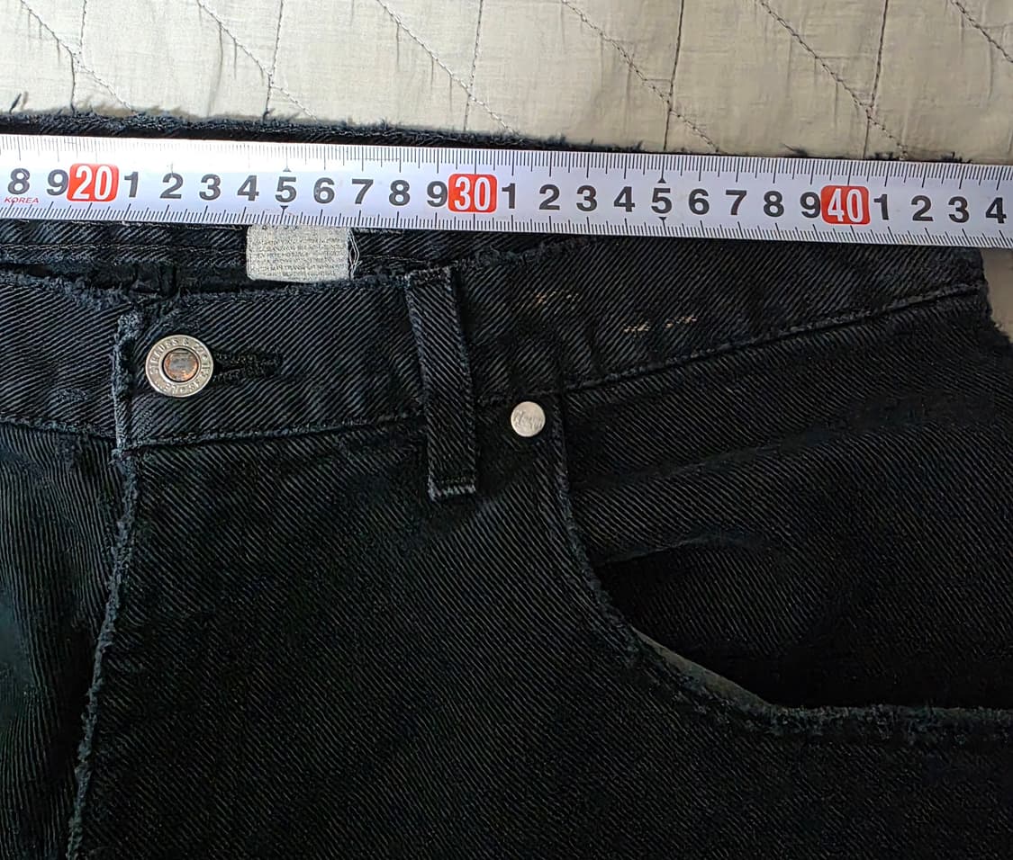 [33X28] 90s 빈티지 리바이스 실버탭 배기핏 트래쉬드 블랙진 상품이미지9