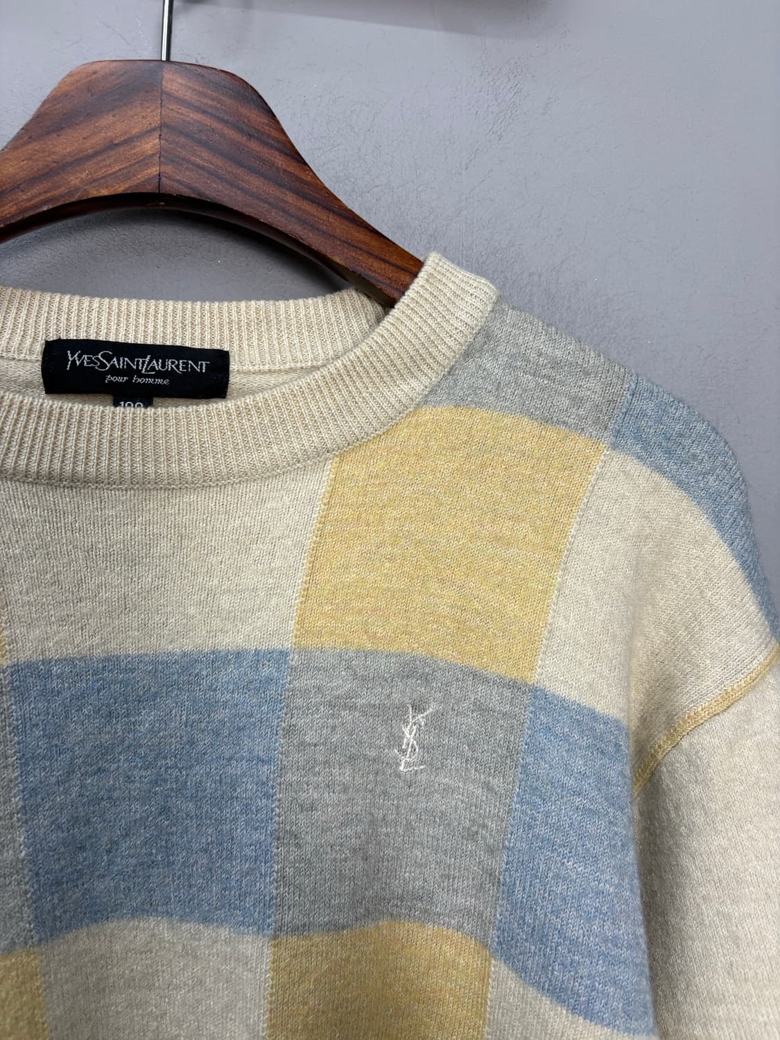 입생로랑 옐로우 블루 체크패턴 스웨트 A3058 상품이미지3