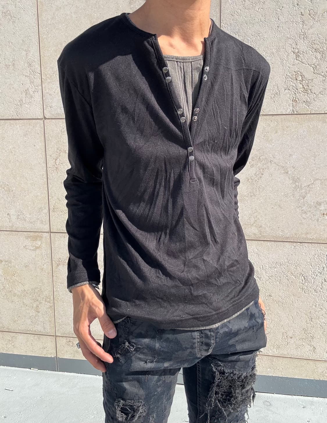 “Vintage”Minimal Design Khaki Layered Mu 상품이미지6