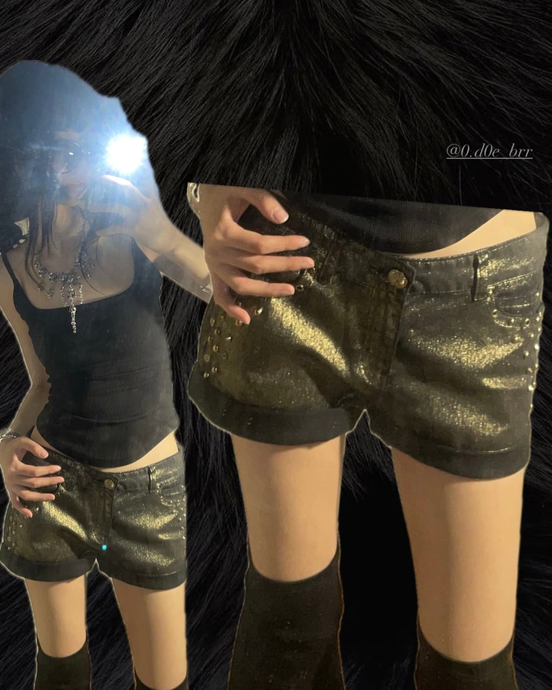 🖤🤘🏻골든 펑크 스터드 핫팬츠 상품이미지1