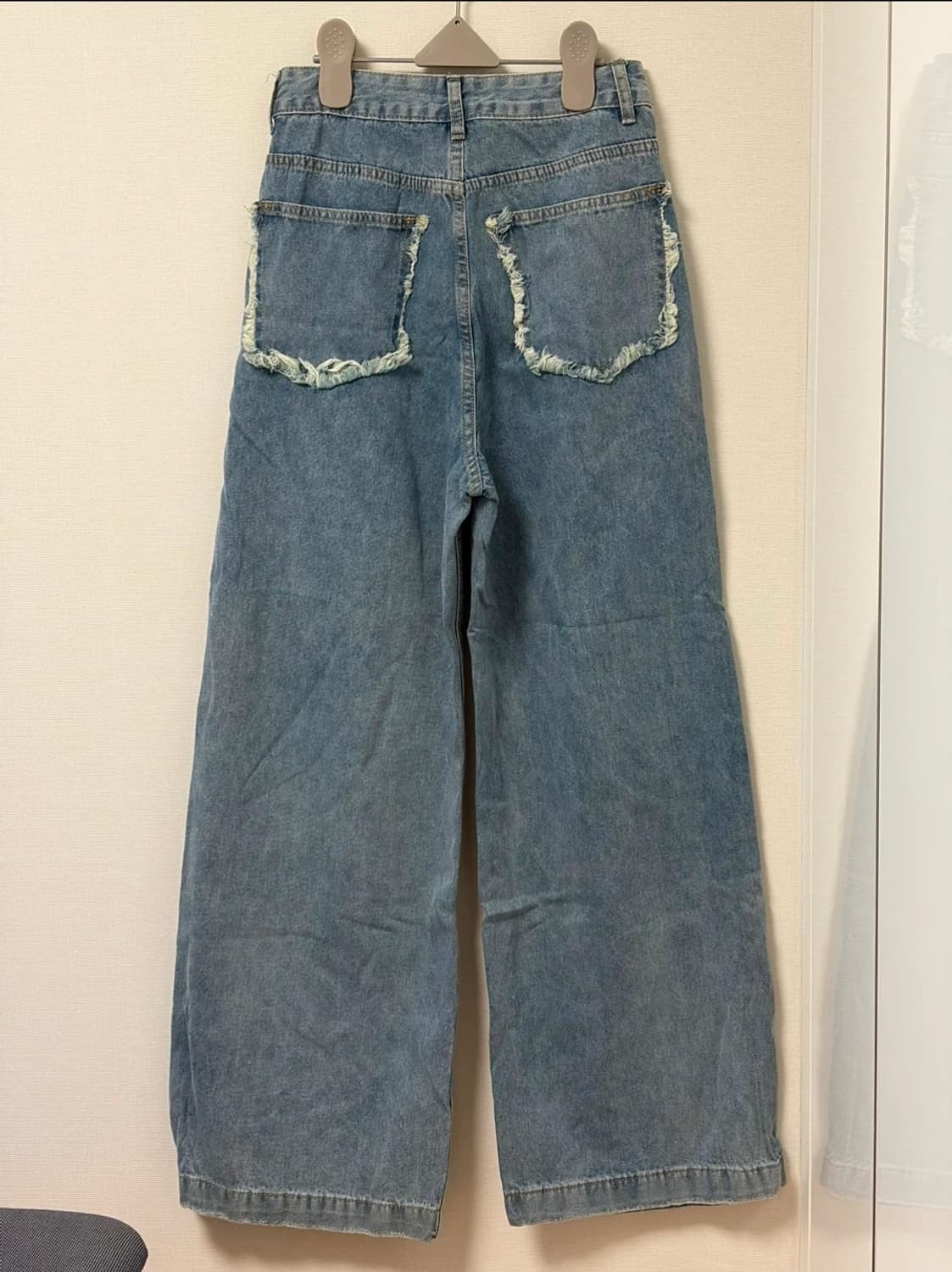 프린팅 와이드청 데미지 유니크 데님 청바지 상품이미지3