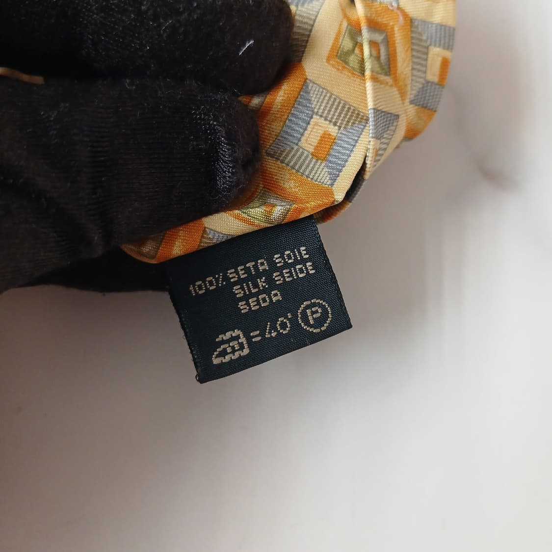  제냐 실크 옐로우 기하 패턴 넥타이 9.4cm A+등급 A19546 상품이미지9