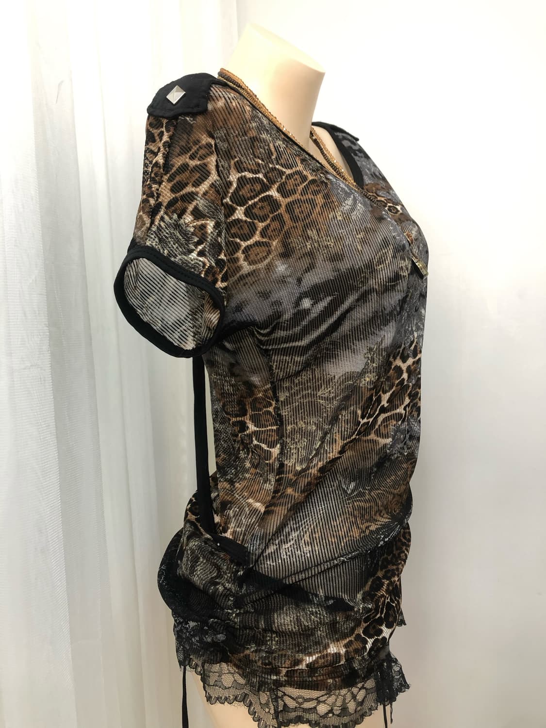 leopard harness detail mesh top 상품이미지4