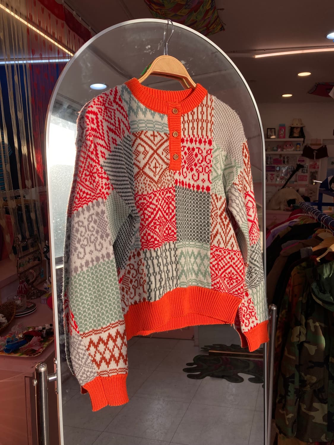 노르딕 오렌지 패턴 니트 상품이미지1