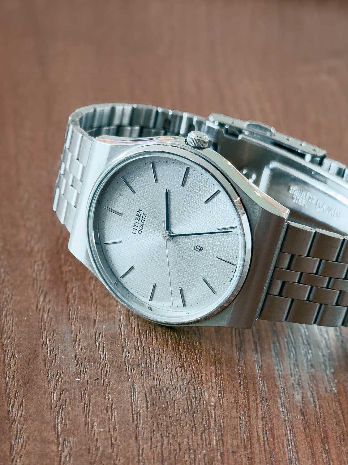 빈티지 시티즌 CQ 와플 다이얼 실버 쿼츠 쇼와 레트로 상품이미지3