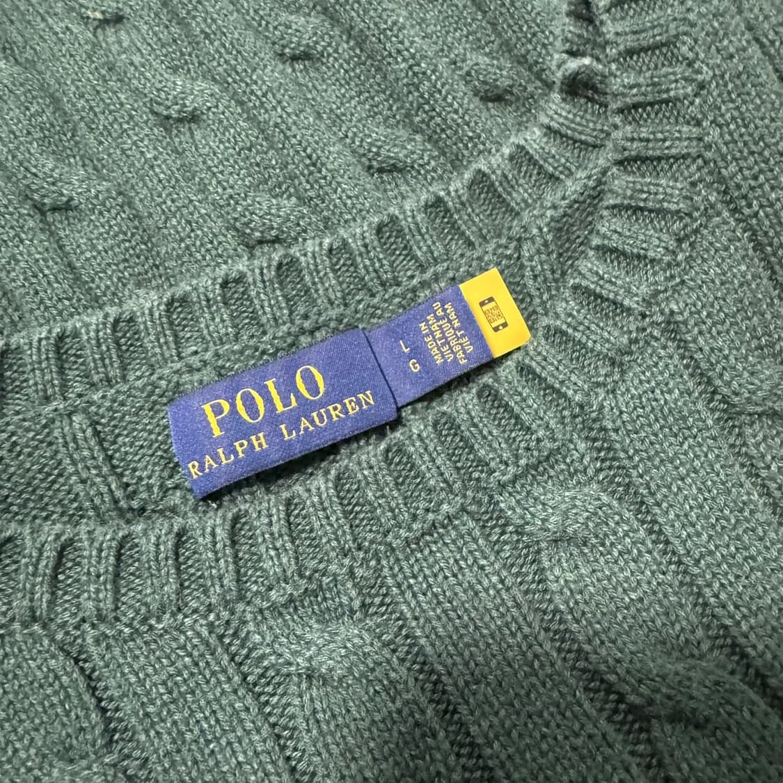 여성 신형 QR라벨 폴로 랄프로렌 딥그린 꽈배기 니트 상품이미지4