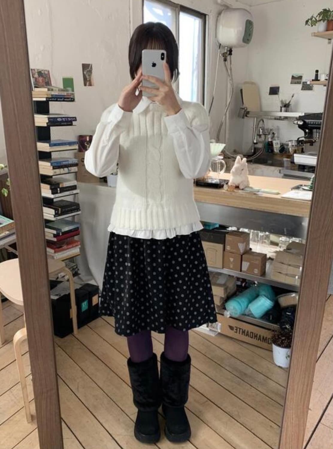 러브앤드팝 앤너플 반팔니트 아이보리 상품이미지3