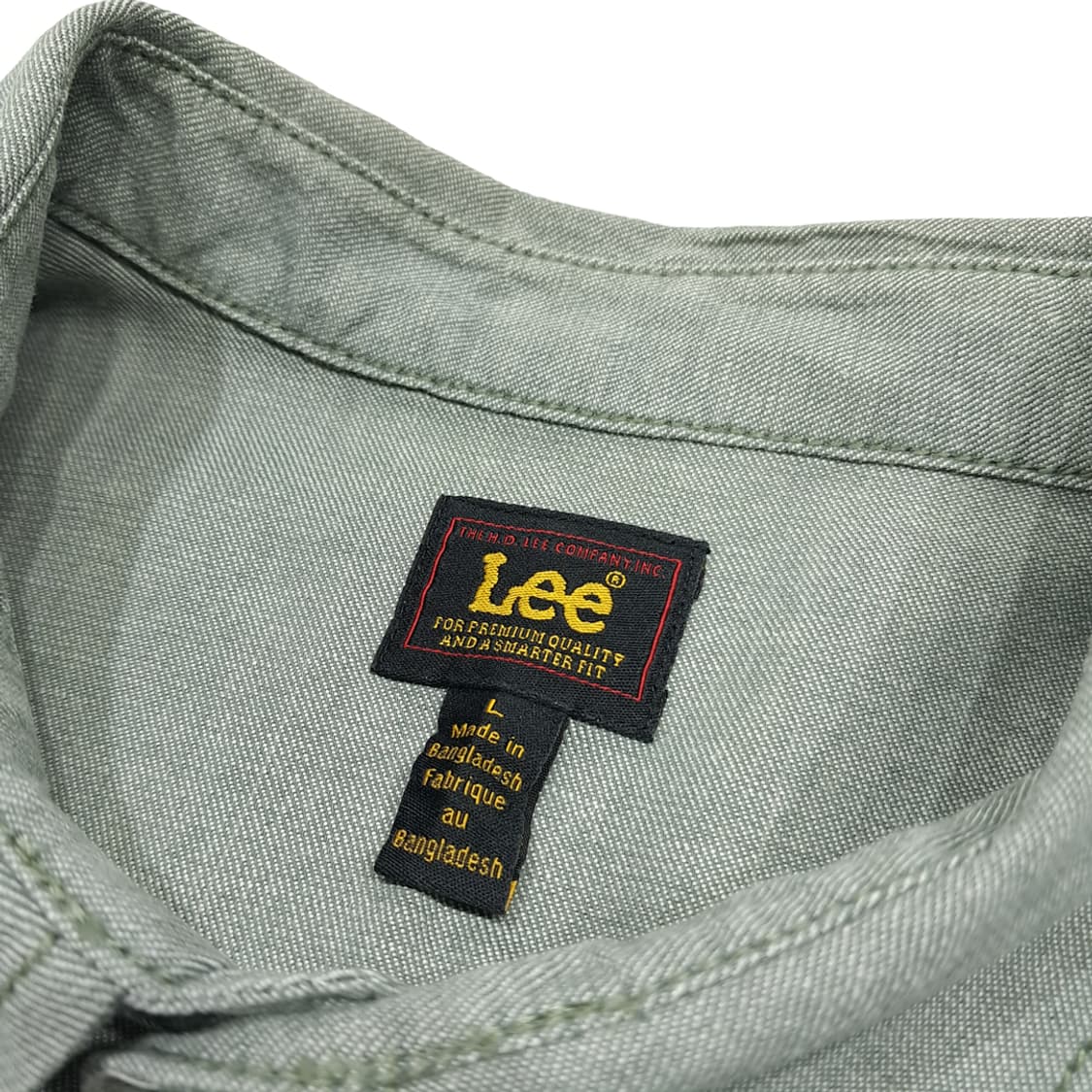 CL497 L 리 코튼스판 트윌 로고탭 세이지그린 셔츠 남방 상품이미지3