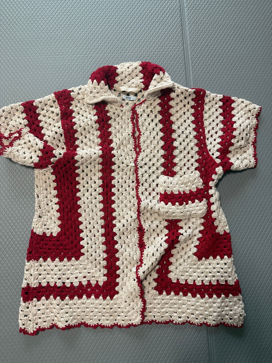(S/M) Bode 보디 크로셰 버진울 스파이럴 니트 셔츠 가디건 상품이미지1