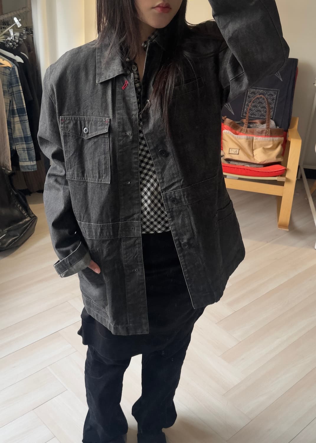 [BRACE BELL] black denim jacket 상품이미지1