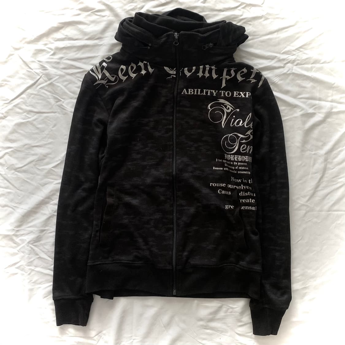 Y2K 레터링 펑크 후드 집업 상품이미지1