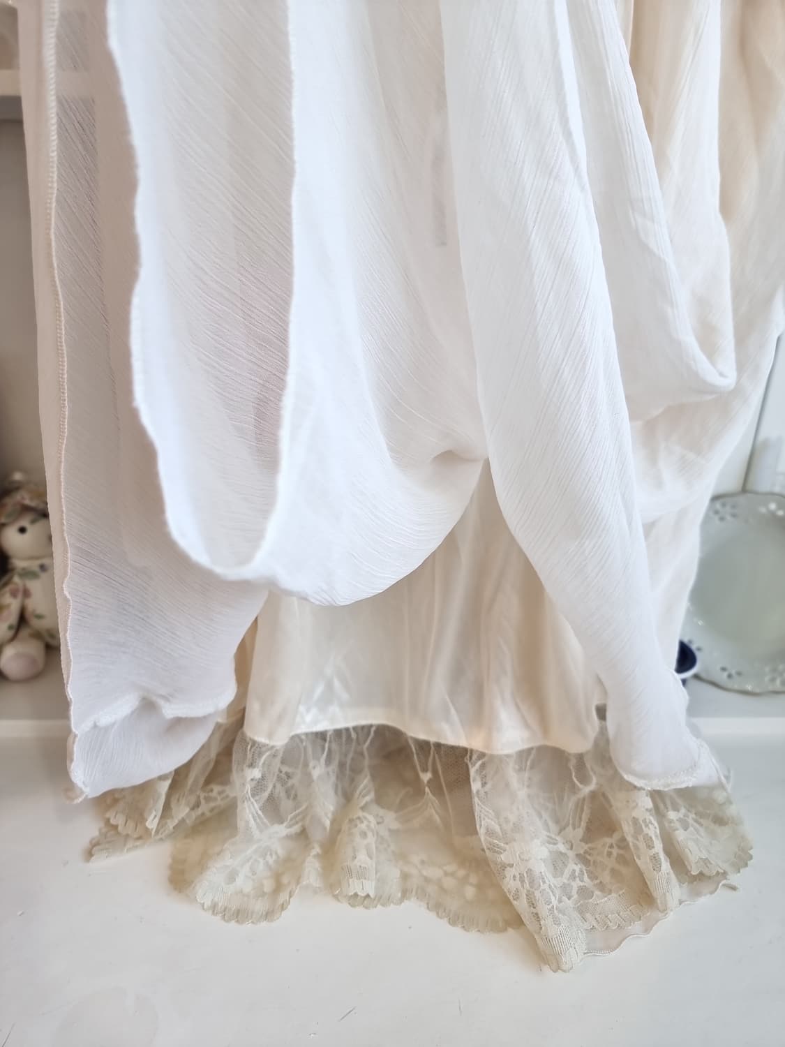 아이보리 레이스 롱 원피스 빈티지 스타일 상품이미지4