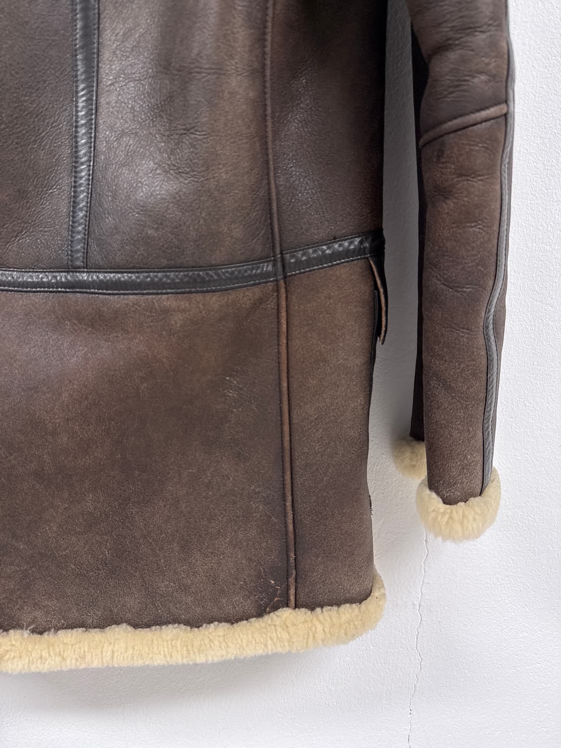 [B][95]스페인 크랙 메리노 무스탕 시어링 하프 코트 상품이미지8