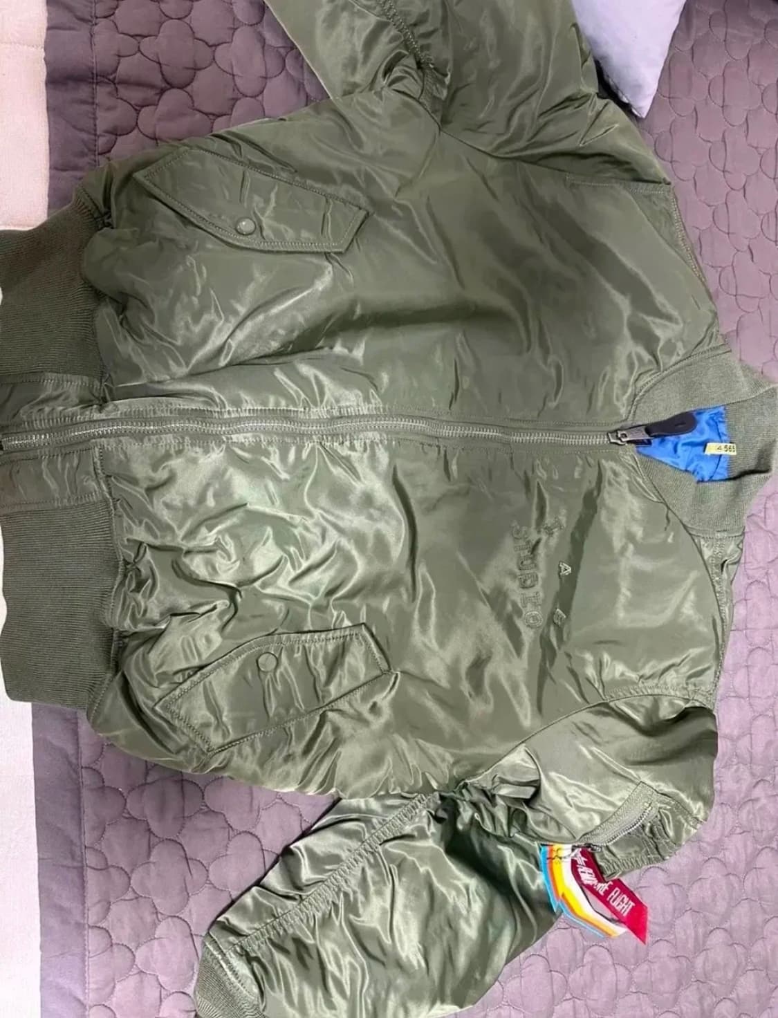 급처)아이앱 스튜디오 x 알파 인더스트리 MA-1 자켓 카키 L 상품이미지1