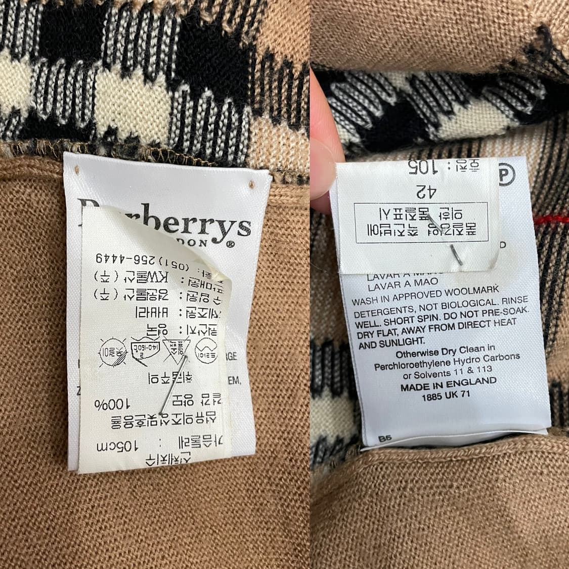 버버리 90s 노바체크 메리노울 카라넥 니트 베이지 상품이미지9