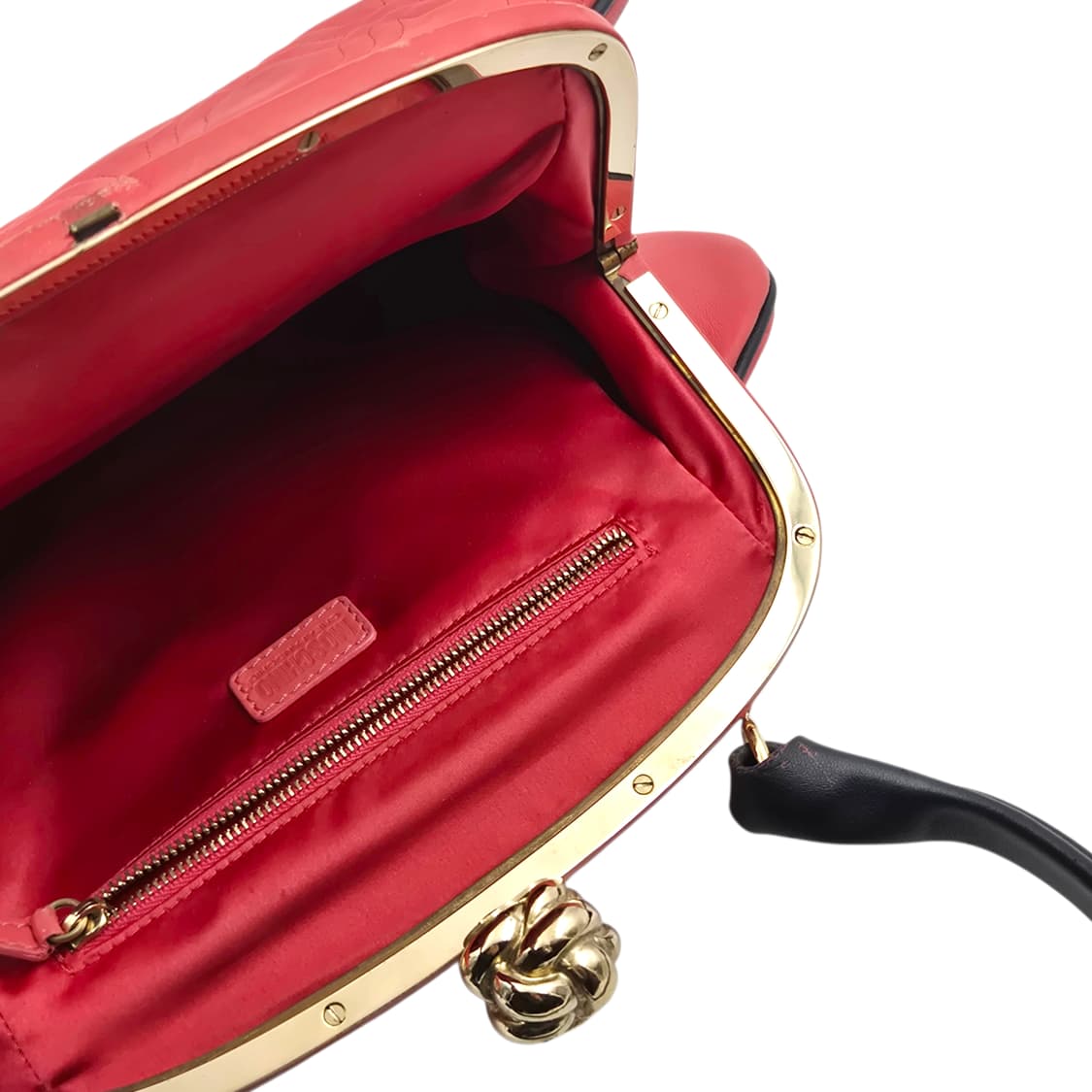 90s 모스키노 칩앤시크 코랄 레더 로즈 핸드백 상품이미지7