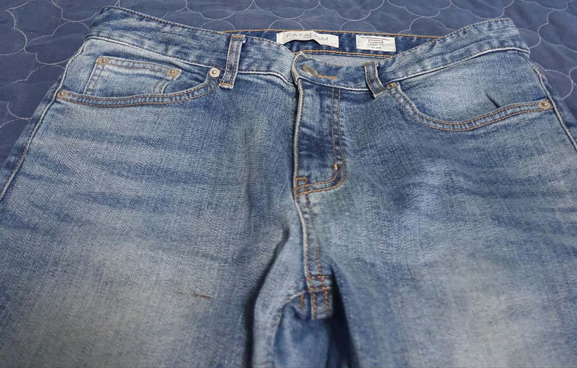 페이탈리즘 FAS-040414 크롭 스판 밑단컷팅 데님팬츠 (33) 상품이미지2