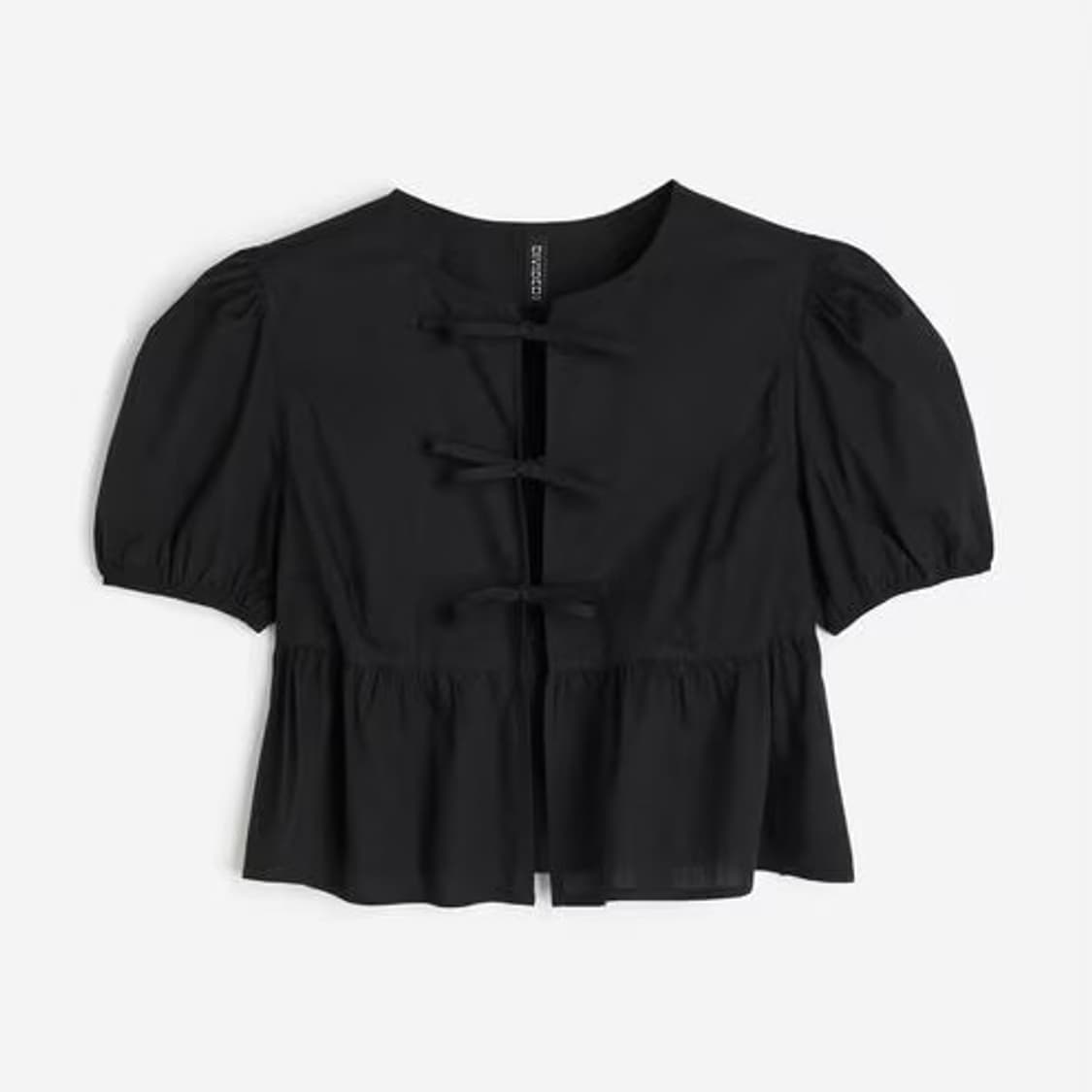 h&m 타이 디테일 퍼프 슬리브 블라우스 상품이미지1